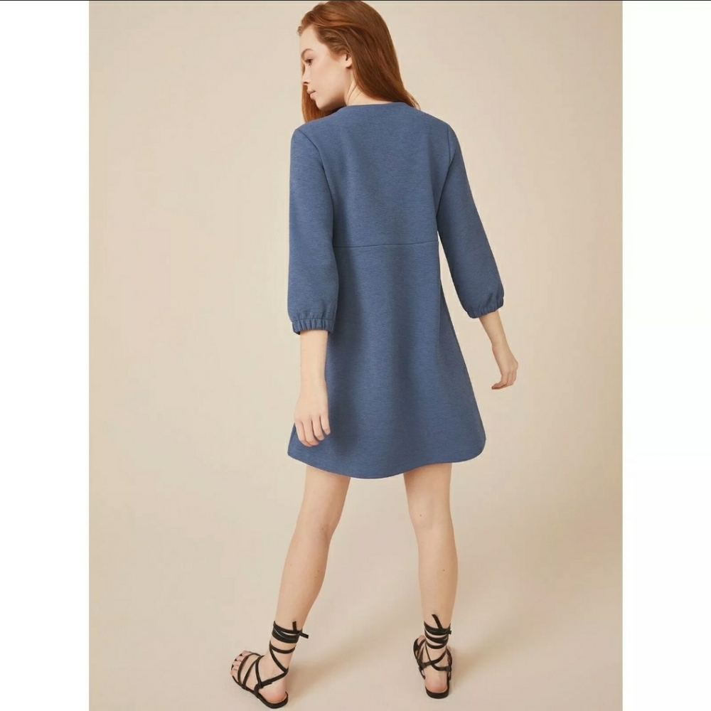 Free Assembly Women's Swing Dress with 3/4th-Sleeves, Shale, XXL - Picture 3 of 4